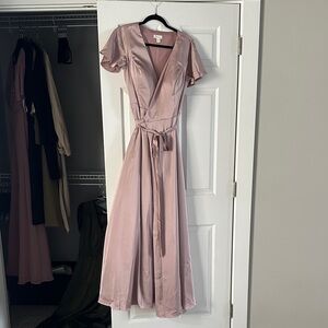 Elegant Pink Wrap Dress